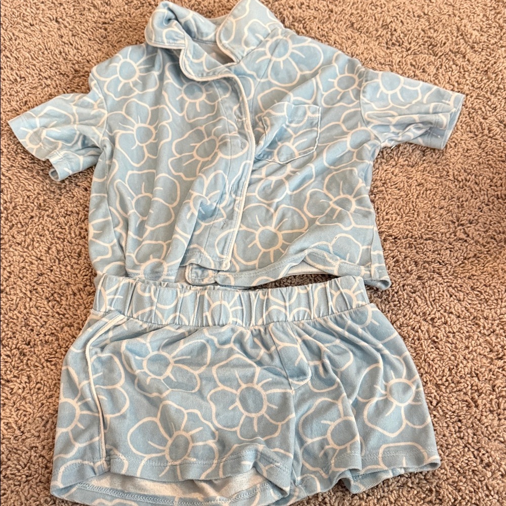 Art Class Light Blue Floral Pajama Set